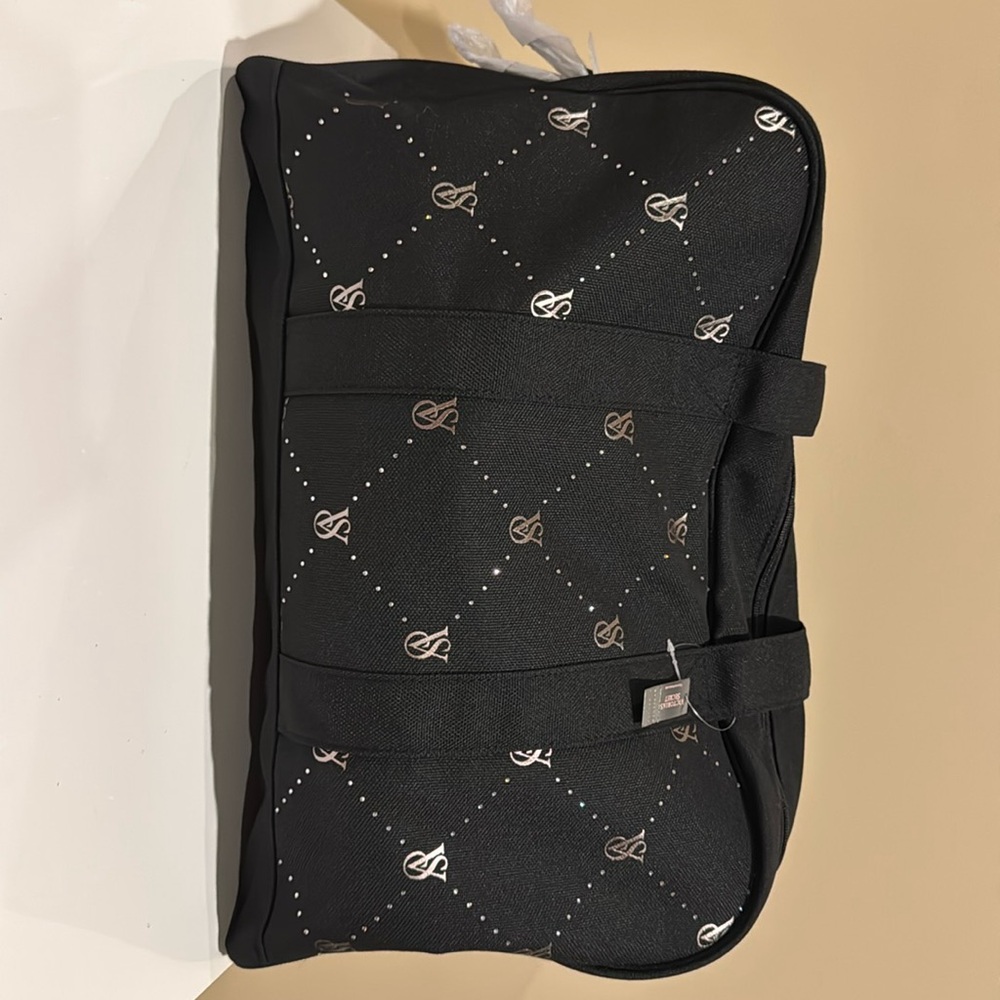 Victoria Secret Med Size Black Tote Bag With Gold Lettering